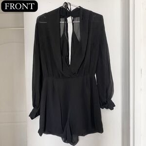 Black Romper with Open Sleeves - Size Small